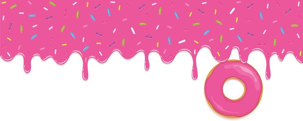 glaseado de fusión dulce rosa con chispas de colores y rosquilla rosa
 - Vector, imagen