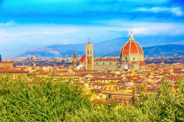 Letecký pohled na Florencii s Duomo - Fotografie, Obrázek