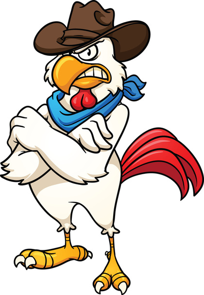 Angry cowboy chicken - Vector, Image