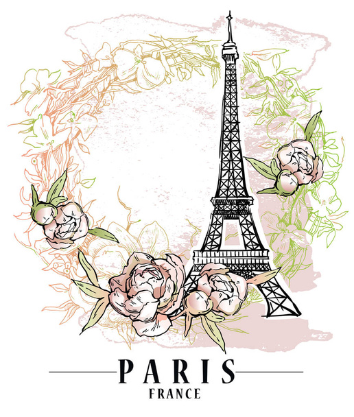 Ilustração vetorial de Paris. Fundo floral, ilustração vetorial
. - Vetor, Imagem