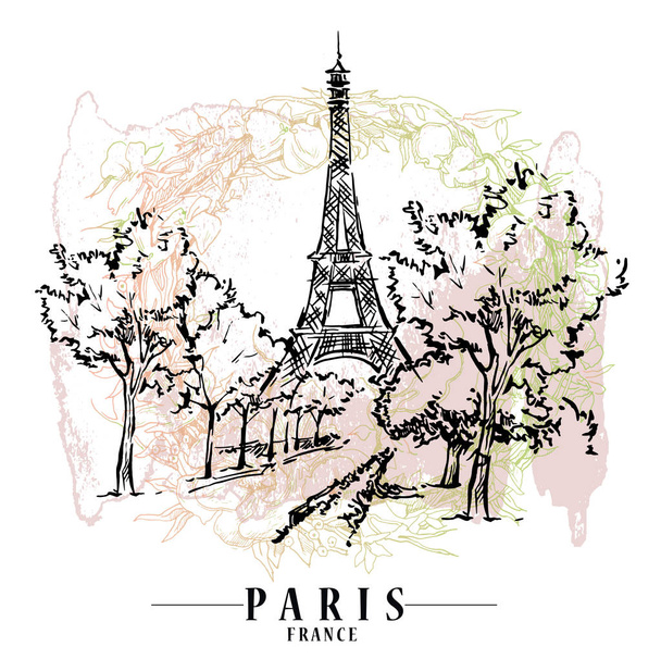Paris vector illustration. Floral backround, vector illustration. - Vector, Image