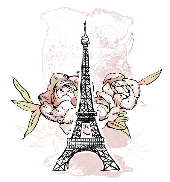 パリのベクトル図です。花の背景、ベクトル イラスト. - ベクター画像