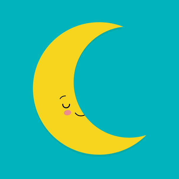 Glimlachend schattig maan Cartoon mascotte karakter. Vectorillustratie. - Vector, afbeelding