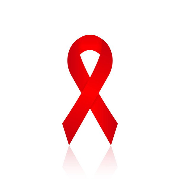 Red ribbon aids awareness, vector illustration solidarity concept. - Διάνυσμα, εικόνα