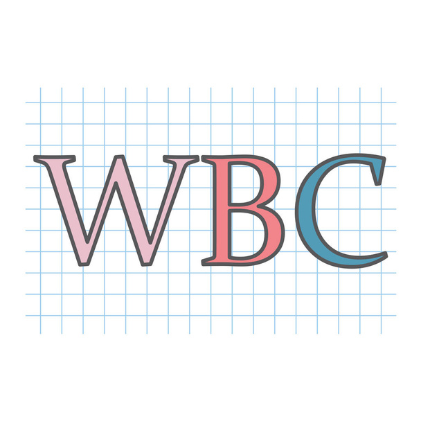 Acrónimo de WBC (glóbulo blanco) en hoja de papel a cuadros-ilustración vectorial
 - Vector, Imagen