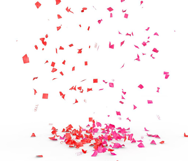 Bright and colorful confetti flying on the floor. Isolated background. 3D illustration - Photo, Image