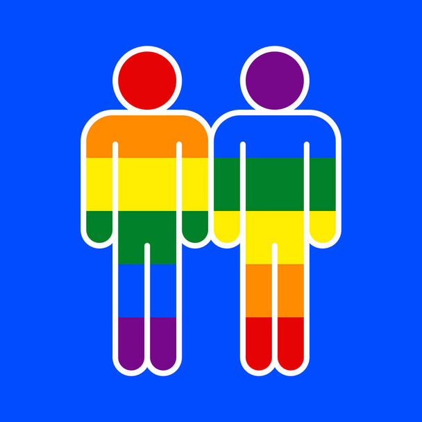 LGBT two people sign created using a six-color rainbow flag. - Vector, Image
