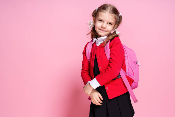 Child with schoolbag. Girl with school bag - Photo, Image