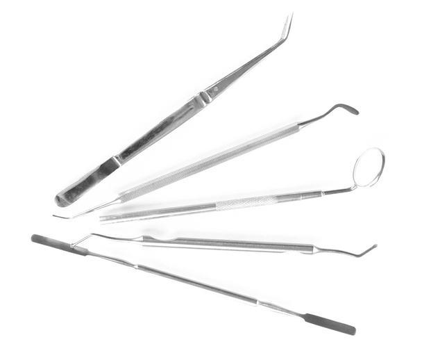 Set of dental tools for teeth care isolated on white - Фото, изображение