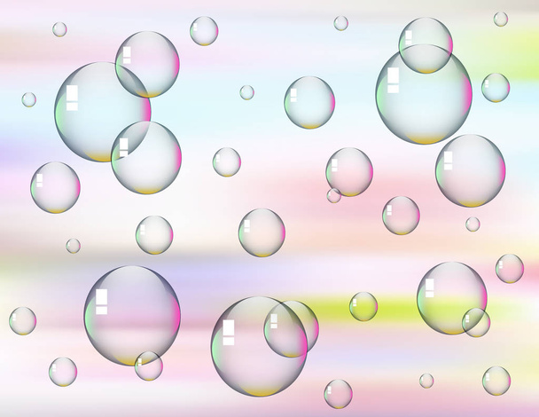 Zeepbellen op hemelachtergrond - Vector, afbeelding