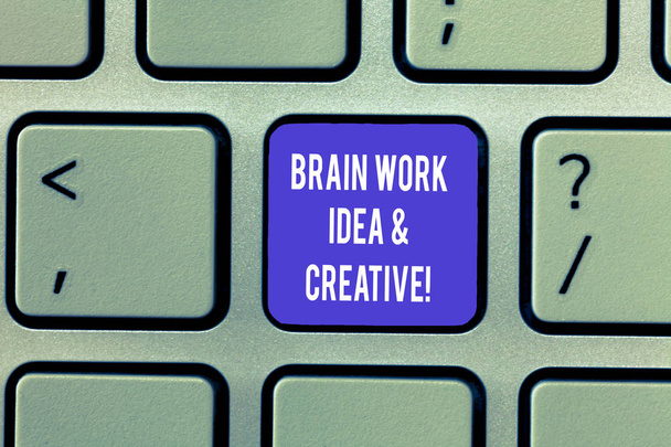 脳作業アイデアとクリエイティブを示すメモを書きます。創造ブレイン ストーム革新的なキーボード コンピューター メッセージ キーパッド アイデアを作成する意図を考えて展示事業写真. - 写真・画像