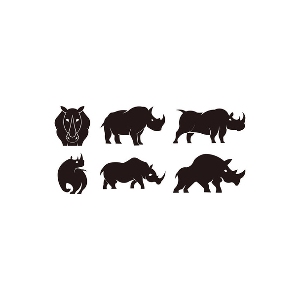 Rhino silhouette  rhinoceros symbol set stock inspiration vector  - Vecteur, image