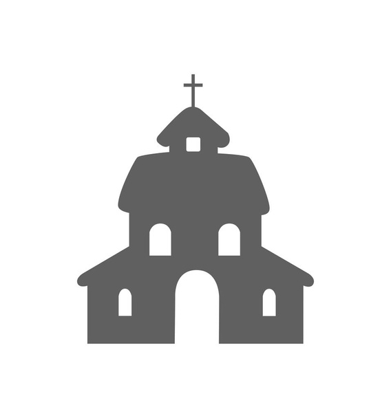 Εκκλησία επίπεδη εικόνα σπίτι εικονίδιο διανυσματικά εικονογράφηση απομονωθεί σε λευκό  - Διάνυσμα, εικόνα