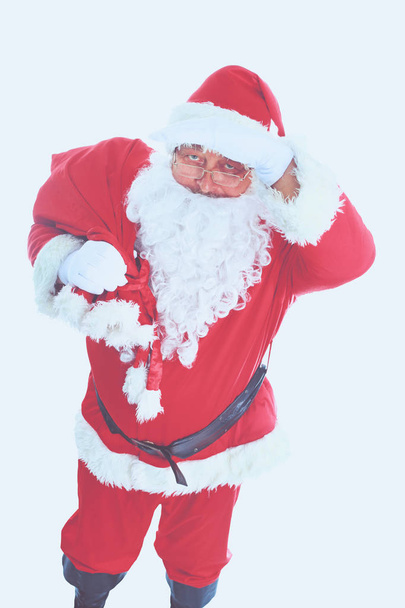 Santa Claus with Christmas Gift, isolated on white background. - Φωτογραφία, εικόνα