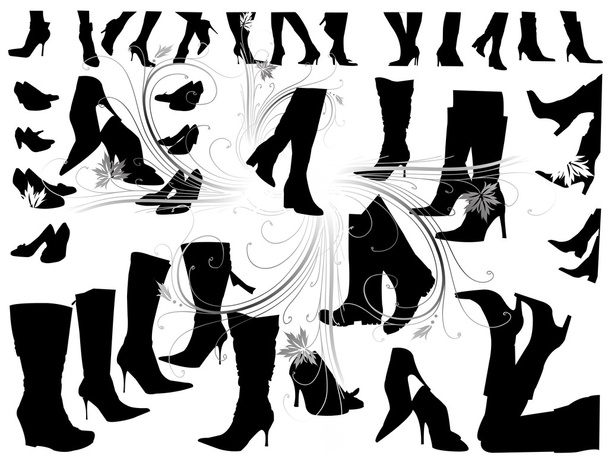 Many silhouettes shoes - Vector, Image
