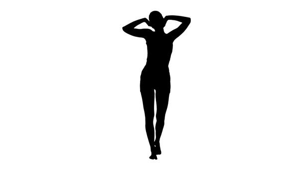 Silhouette Woman haciendo estiramiento matutino mientras camina. - Imágenes, Vídeo