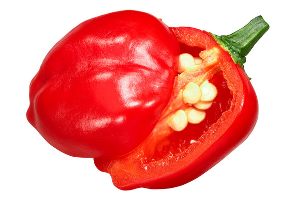 Malawi Piquante chile pepper(Pepperdew when pickled), Capsicum baccatum, split ripe pod - Photo, Image
