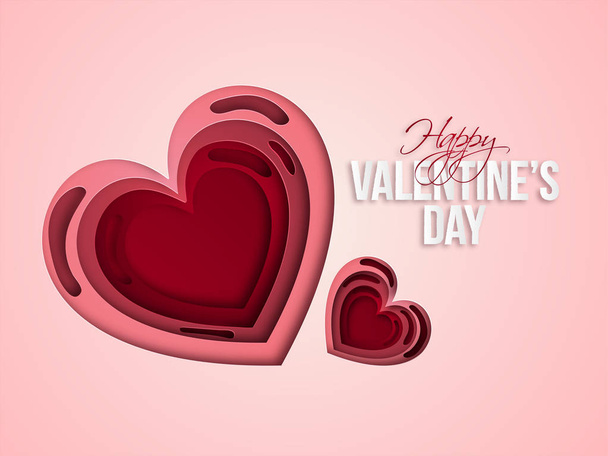 Paper-cut heart shape for Valentine's Day celebrations. - Vektor, Bild
