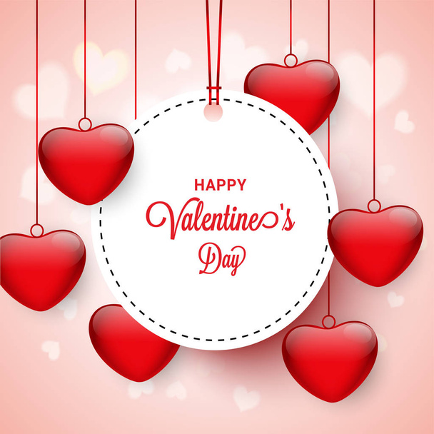 Glossy hanging red hearts for Valentine's Day celebrations. - Vetor, Imagem