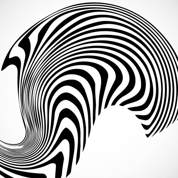 Αφηρημένο φόντο με ασπρόμαυρες ρίγες, φουτουριστικά κύματα - Διάνυσμα, εικόνα