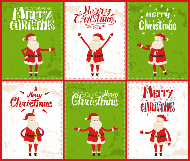 Santa Claus Stickers Set Cartoon Characters Grunge - Vektor, Bild