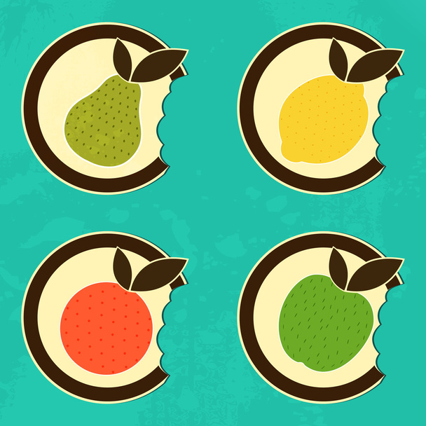 Bitten fruits icons,  vector illustration  - Vector, Image