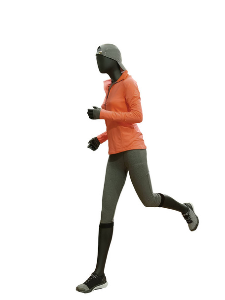 Correndo manequim feminino isolado em fundo branco. Sem marcas ou objetos de direitos autorais
. - Foto, Imagem