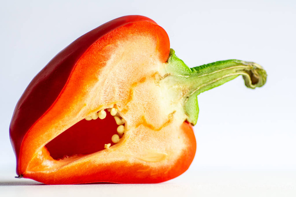 red pepper, close-up, cut in half, food - Фото, изображение