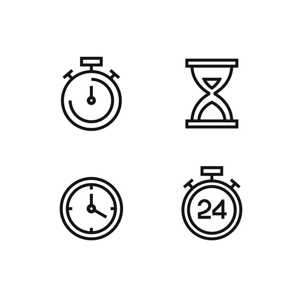 Čas a hodiny vektorové ikony na bílém pozadí - Vektor, obrázek