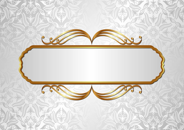 old-fashioned background with golden frame and decorative pattern - Вектор,изображение