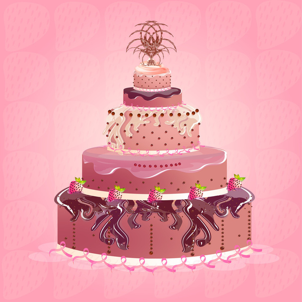 Клубничный торт, векторный дизайн
 - Вектор,изображение