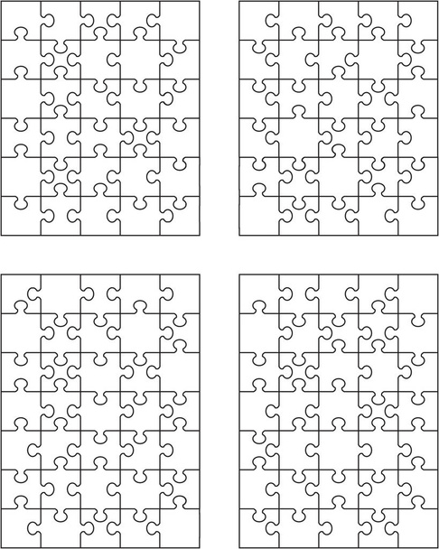 Vektorové ilustrace ze čtyř puzzle, izolované kousky - Vektor, obrázek