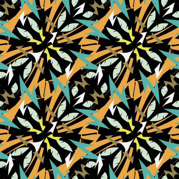 Azteekse stijl tribal etnische geometrische vector naadloze patroon. Decoratieve zigzag ontwerp op zwarte achtergrond. Herhaal gedessineerde abstracte achtergrond. Patroon van de stof. Stam geometrie vormen, zig zag, lijnen. - Vector, afbeelding