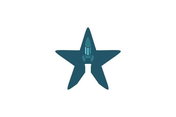 Star And Rocket Logo Designs Inspiración aislada sobre fondo blanco
 - Vector, Imagen