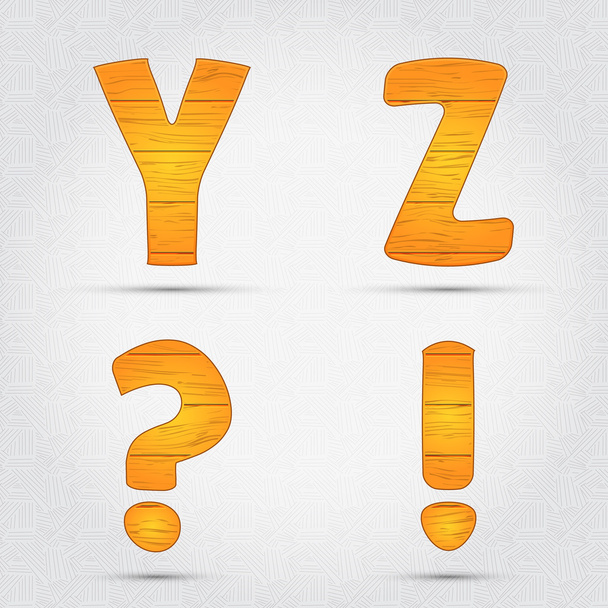 Wooden vector font. Y, Z - Vector, Image