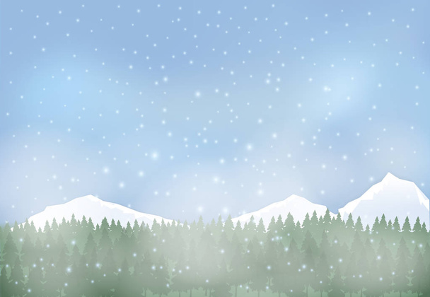 Zimowy krajobraz śnieżny tło. Boże Narodzenie sezon ilustracja - Wektor, obraz