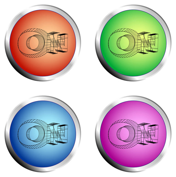 Un ensemble de quatre boutons-poussoirs colorés avec l'illustration ON - Vector
 - Vecteur, image
