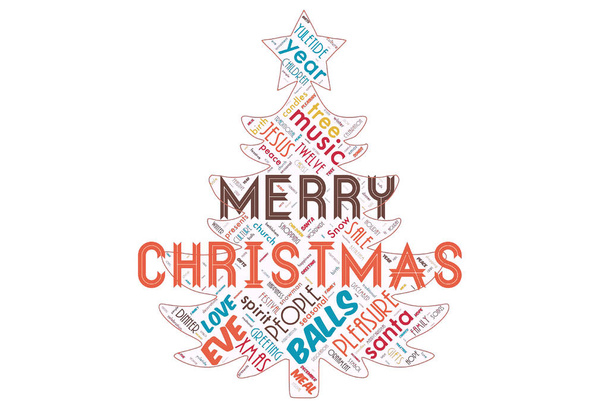 Word cloud of the Merry Christmas as background - Photo, Image