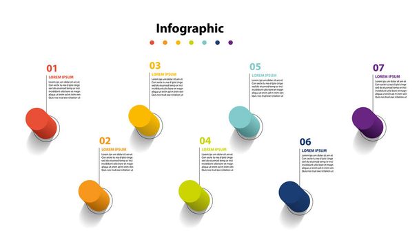 infographic element design 7 step, infochart planning - Vektor, Bild