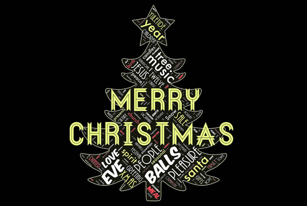 Word cloud of the Merry Christmas as background - Photo, Image