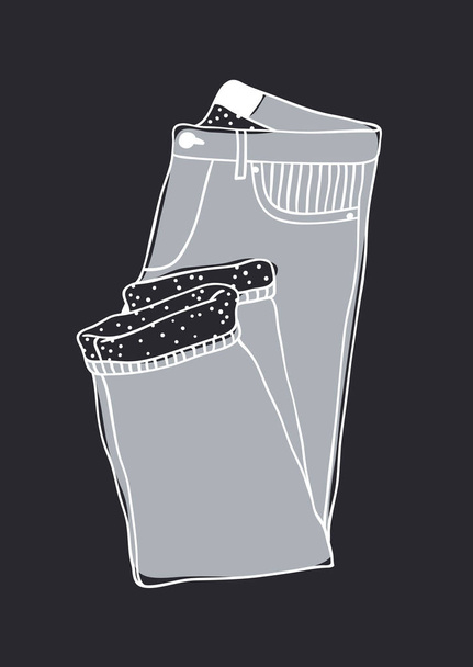 Hand drawn Jeans Wear. Fashion vector  illustration Denim Outfit. Original doodle style drawing. Creative ink art work - Vektör, Görsel