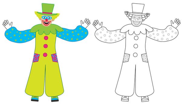 Joyeux clown accueille, livre coloré et coloré. Illustration vectorielle
 - Vecteur, image