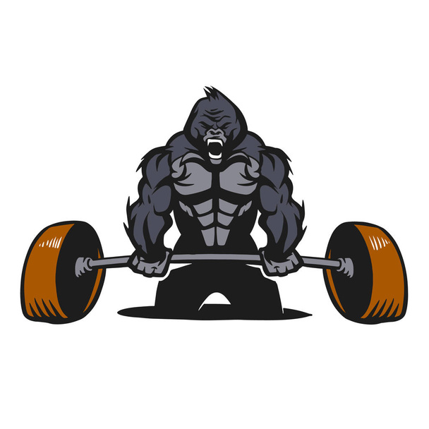 bodybuilder gorille avec un haltère
 - Vecteur, image