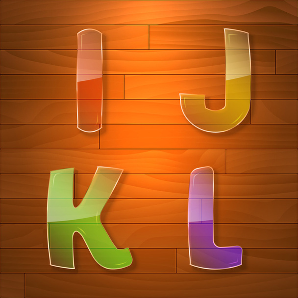Цветной стеклянный векторный шрифт. I, J, K, L
 - Вектор,изображение