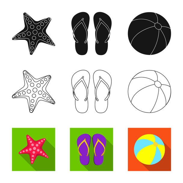 Vector design of equipment and swimming symbol. Set of equipment and activity stock symbol for web. - Vector, Imagen
