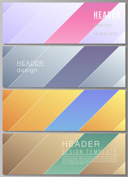 The minimalistic vector illustration of the editable layout of headers, banner design templates. Creative modern cover concept, colorful background. - ベクター画像