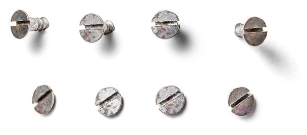 Slotted screw from different perspectives on a white background - Photo, Image