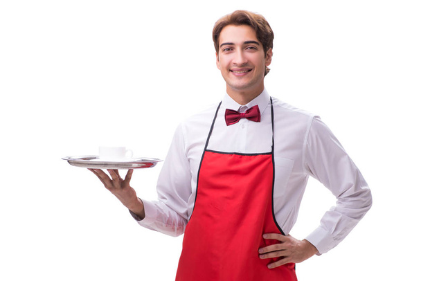 Молодий офіціант ізольований на білому тлі
 - Фото, зображення