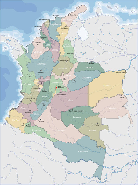 mapa Kolumbie - Vektor, obrázek