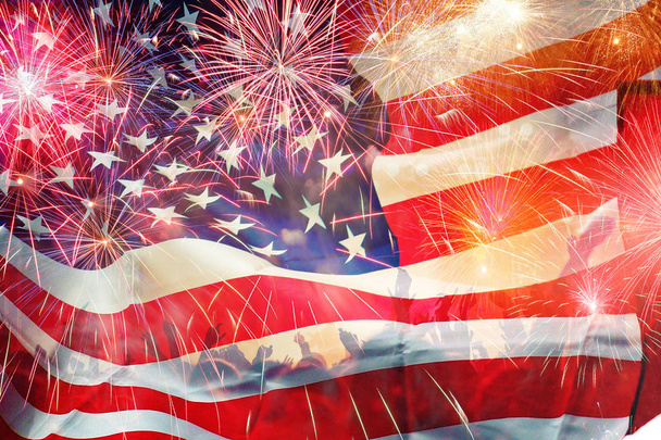 Amerikai zászló ünnepe tömeg háttér - Fotó, kép